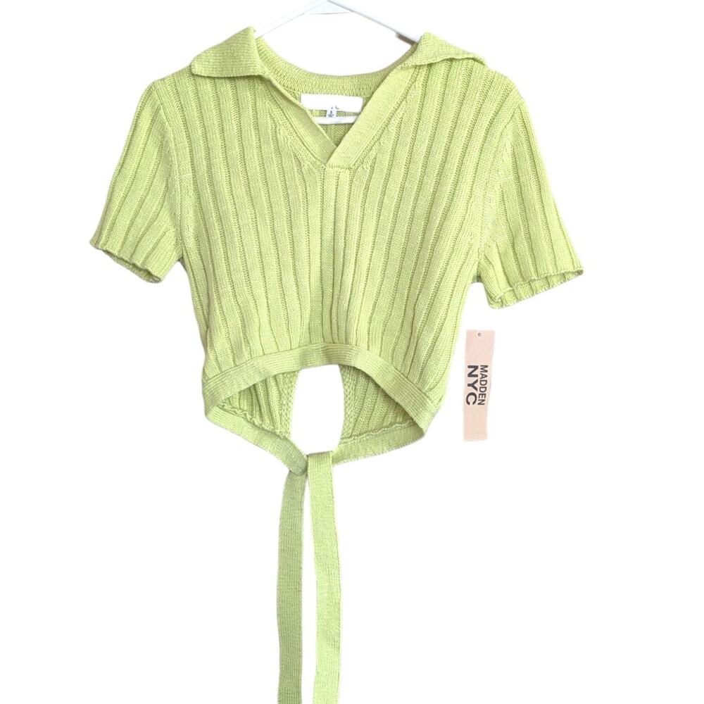 Madden cropped tie back sweater NWT small